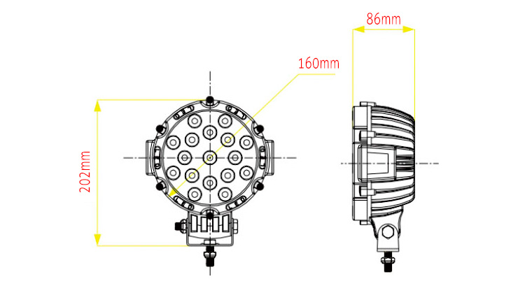 51w led work light size